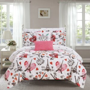 Chic Home Marais 9-Piece Reversible Graphic Comforter Set, Full, Pink