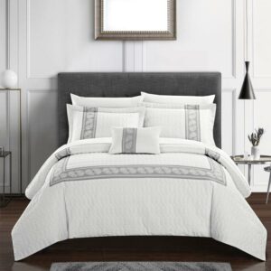Chic Home Mason 6-Piece Applique Comforter Set, Twin, White