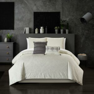 Chic Home Mya 5-Piece Embossed Comforter Set, Queen, Beige