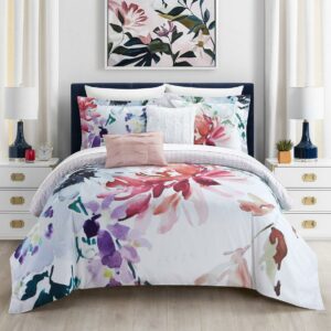 Chic Home Nitobe Gardens 7-Piece Reversible Floral Comforter Set, Twin, Multi Color