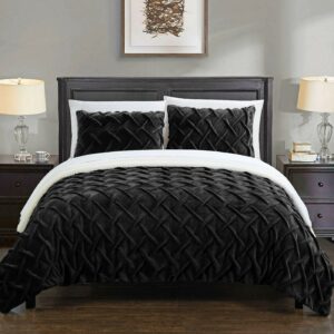 Chic Home Noam 3-Piece Solid Color Comforter Set, King, Black