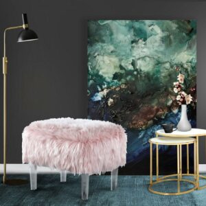 Chic Home Ricco Modern Contemporary Faux Fur Acrylic Leg Ottoman
