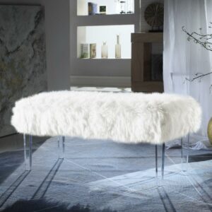 Chic Home Samuel Modern Contemporary Faux Fur Acrylic Leg Bench