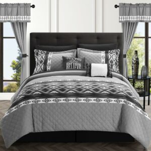 Chic Home Sevrin 20-Piece Color Block Comforter Set, Queen, Black