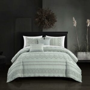 Chic Home Tyson 5-Piece Jacquard Geometric Comforter Set, Queen, Gray
