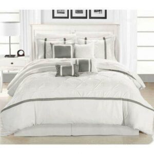 Chic Home Veronica 12-Piece Ruched Comforter Set, Queen, White
