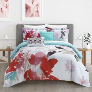 Chic Home Wally 7-Piece Reversible Floral Comforter Set, Twin XL, Multi Color