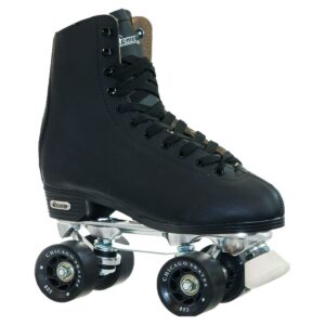 Chicago Skates Men's Deluxe Quad Roller Skates Black Classic Rink Skate, Sizes 5-13