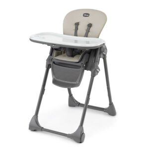 Chicco Polly Space-Saving Fold Easy Clean Highchair - Taupe (Beige), New
