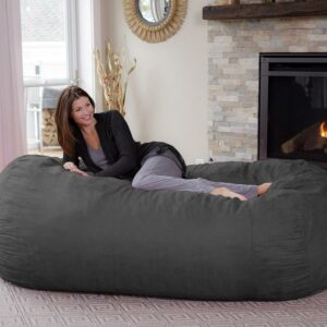 Chill Sack Bean Bag Chair, Memory Foam Lounger with Microsuede Cover, Kids, Adults, 6 ft, Gray