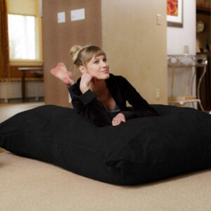 Chill Sack Bean Bag Pillow, Memory Foam Lounger with Microsuede Cover, Kids, Adults, 7.5 ft, Black