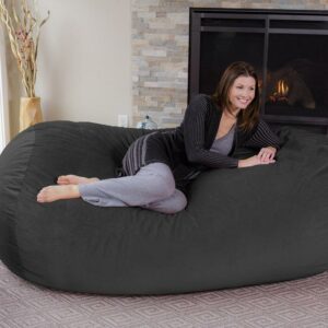 Chill Sack Bean Bag Chair, Memory Foam Lounger with Microsuede Cover, Kids, Adults, 7 ft, Dark Grey Pebble