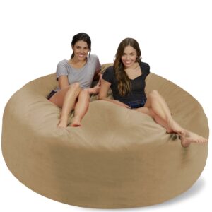 Chill Sack Bean Bag Chair, Memory Foam Lounger with Microsuede Cover, Kids, Adults, 7 ft, Tan