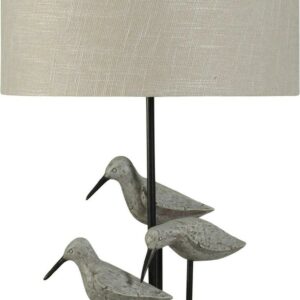 Chittaway Bay Table Lamp - Gray Finish - White Hardback Fabric Shade