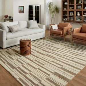 Chris Loves Julia x Loloi Polly Striped Beige/Tobacco 5'-0" x 7'-6" Area Rug