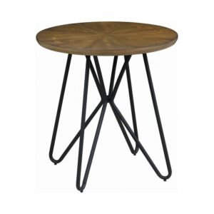 Churchill Round End Table Dark Brown and Black