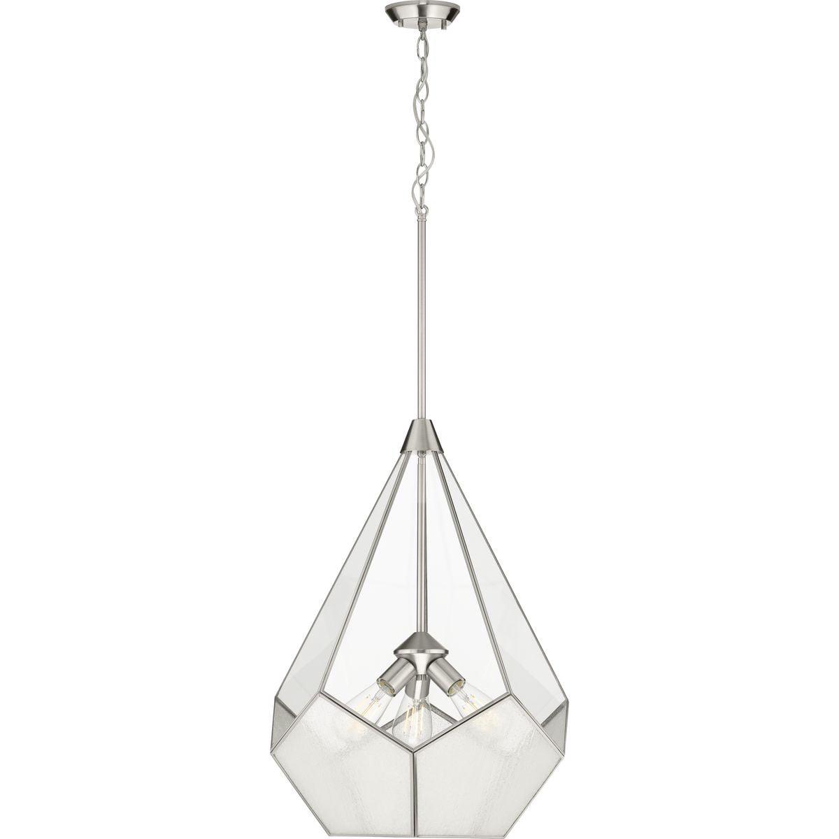 Progress Lighting Cinq 3-Light Pendant Brushed Nickel Geometric Glass Shade Collection - Image 2