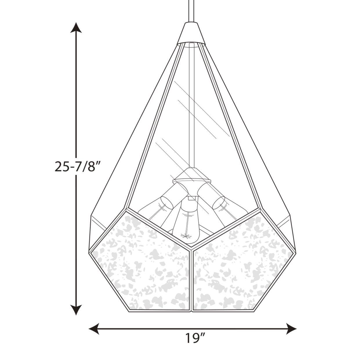 Progress Lighting Cinq 3-Light Pendant Brushed Nickel Geometric Glass Shade Collection - Image 5