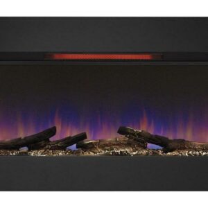 ClassicFlame Felicity 47” Wall Mounted Infrared Quartz Fireplace, Black Glass Frame
