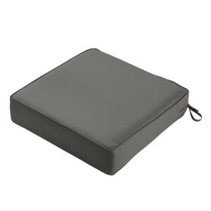 Classic Accessories Montlake FadeSafe 25" x 25" Light Charcoal Solid Print Square Chair Outdoor Seating Cushion with Water Resistant Material