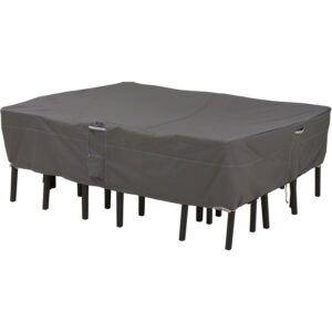 Classic Accessories Ravenna® Rectangular/Oval Patio Table & Chair Set Cover - Premium Outdoor Furniture Cover with Water Resistant Fabric, Large (55-155-045101-EC)