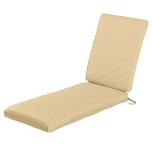 Classic Accessories Montlake FadeSafe Water-Resistant Patio Chaise Quilted Cushion, 80 x 26 x 3 inch, Chamomile