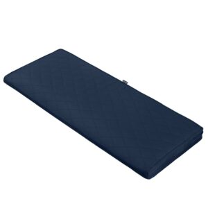 Classic Accessories Montlake® FadeSafe® Rectangle Settee/Bench Seat Quilted Cushion Lounge Cushion, Navy, 54"W x 18"D x 3"H