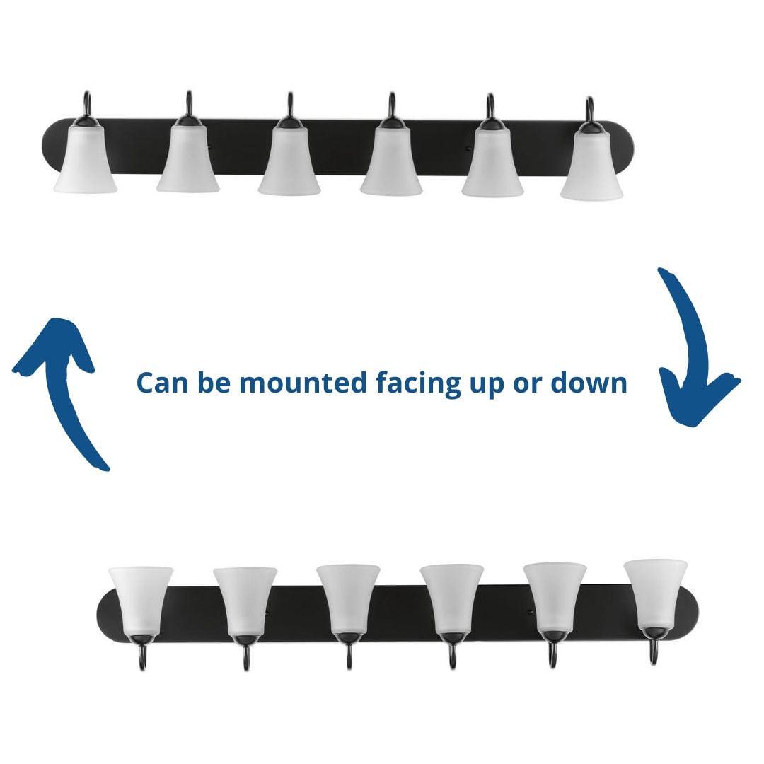 Progress Classic - Six Light Bath Vanity, Black Finish with Etched Glass - Image 8