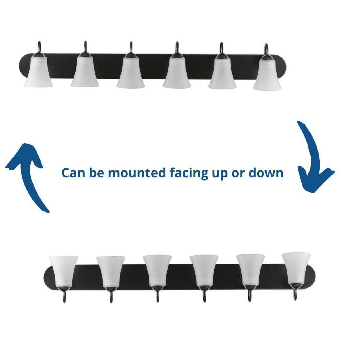 Progress Classic - Six Light Bath Vanity, Black Finish with Etched Glass - Image 7