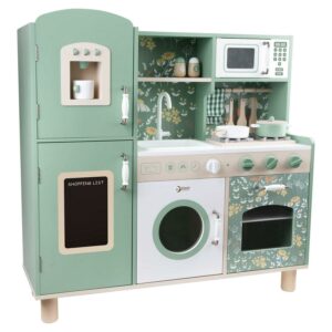 Classic Toy Children's Wood Play Vintage Kitchen in Green - Ages 3 and Up
