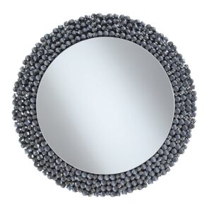 Claudette Round Wall Mirror with Textural Frame Grey