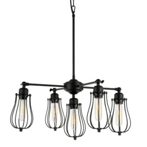 Warehouse of Tiffany Cloote 5-Light Black Edison Chandelier