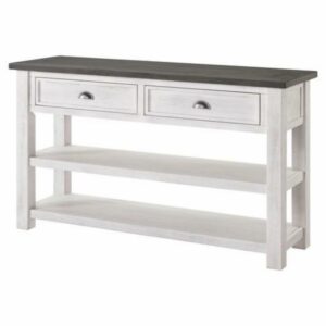 Coastal Rectangular Wooden Console Table with 2 Drawers, White and Gray- Saltoro Sherpi