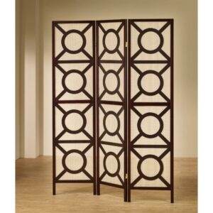 Coaster 3 Panel Room Divider,Geometric design, Tan Jute/cappuccino 70.25"H