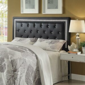 Coaster Andenne Faux Leather Tufted King Panel Headboard in Black