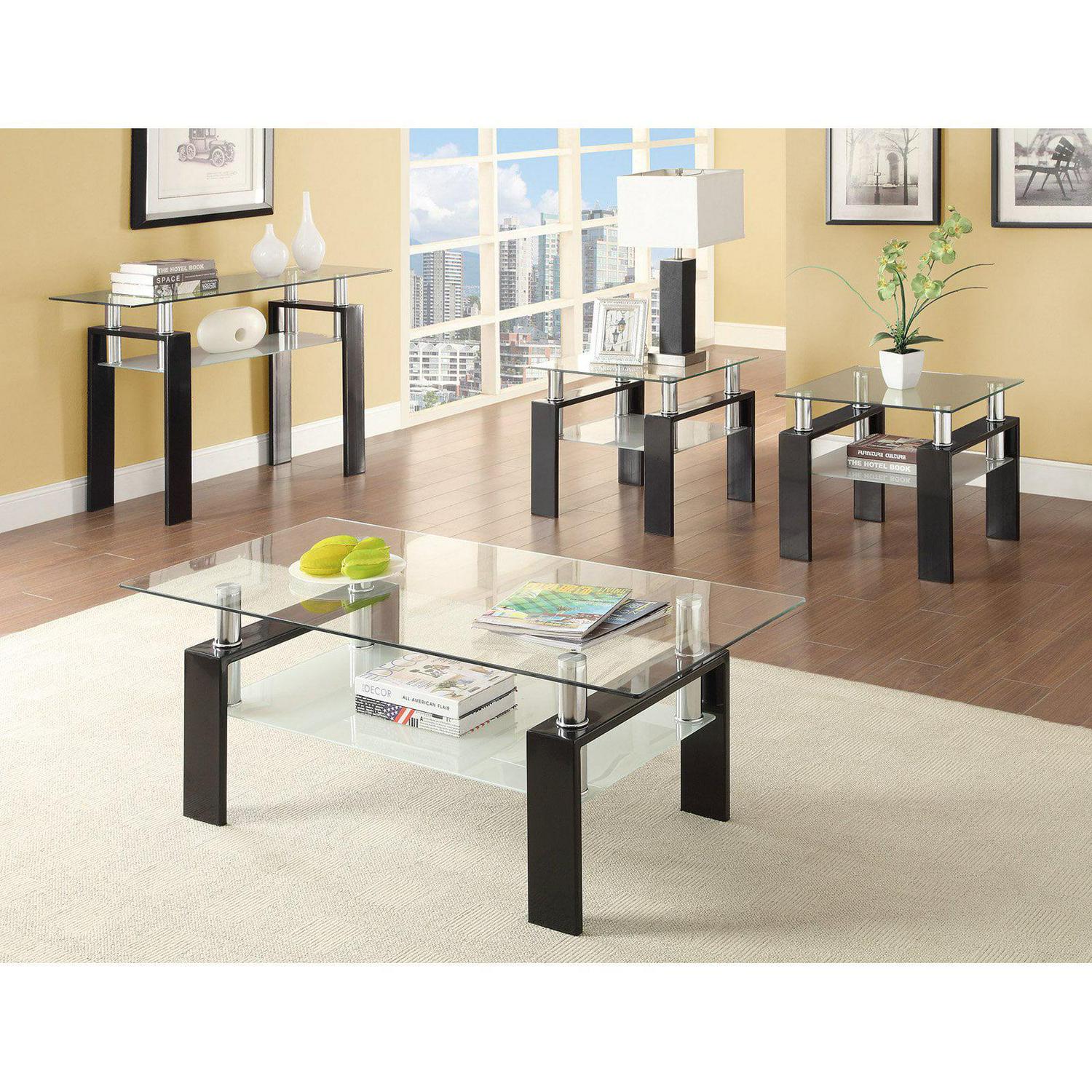 SIMPLE RELAX Glass Top Indoor End Table, Black - Image 3