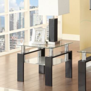 SIMPLE RELAX Glass Top Indoor End Table, Black