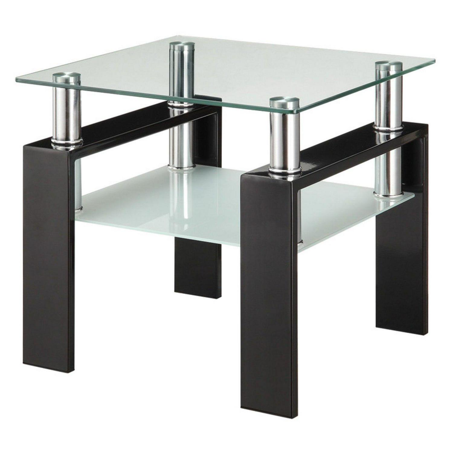 SIMPLE RELAX Glass Top Indoor End Table, Black - Image 2