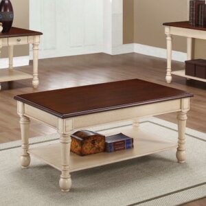 Coaster Home Furnishings 704418 Coffee Table, NULL, Dark Cherry/Antique White