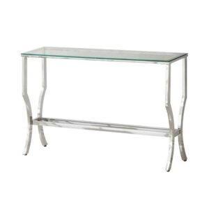 Saide Rectangular Sofa Table with Mirrored Shelf Chrome