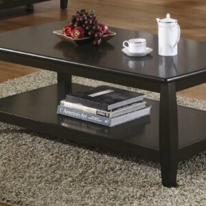 Coaster Wood Top Espresso Coffee Table with 1 Shelf