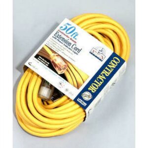 Coleman Cable 17980002 50' 10/3 Yellow American Contractor Outdoor Extension Cord