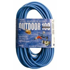 Coleman Cable 2469SW8806 14 Gauge 100 ft Blue 1 Outlet Outdoor Extension Cord