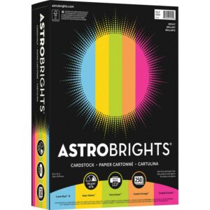 Color Cardstock -"bright" Assortment, 65lb, 8.5 X 11, Assorted, 250/pack | Bundle of 5 Packs