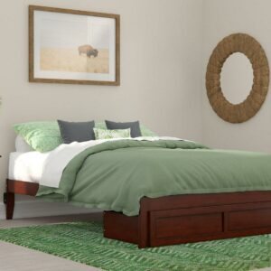 AFI Colorado 14" Queen Wood Platform Bed Frame with Foot Drawer Storage, Walnut