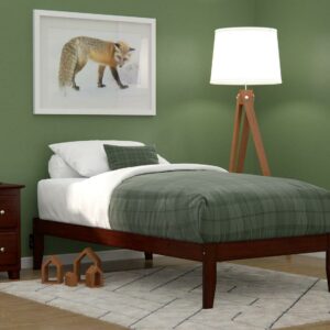 AFI Colorado 14" Wood Platform Bed Frame with 2 USB Ports, Twin, Walnut