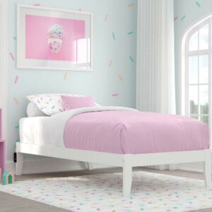 AFI Colorado 14" Wood Platform Bed Frame with 2 USB Ports, Twin, White