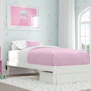 AFI Colorado 14" Twin Wood Platform Bed Frame with Foot Drawer Storage, White