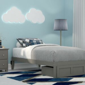 Colorado Twin Bed with Foot Drawer in Grey with USB Turbo Charger