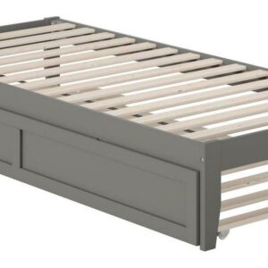 Colorado Twin Extra Long Bed with USB Turbo Charger and Twin Extra Long Trundle in Grey